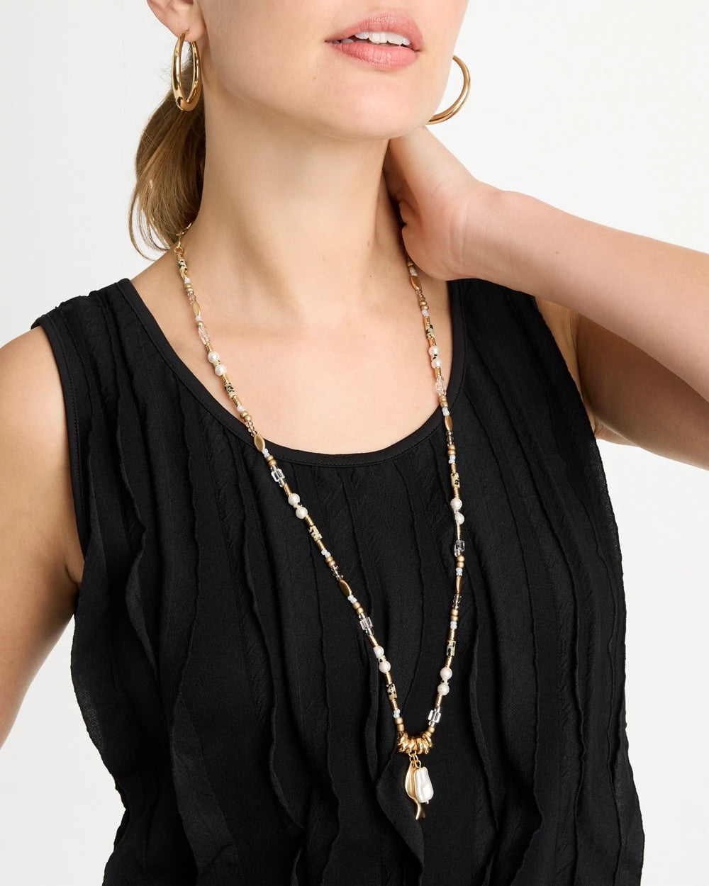 Chico's For Sale Neutral Coral Jade Stone Charm Necklace