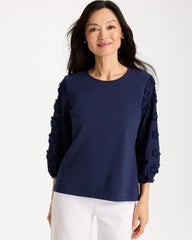 Chico's Online Passport Blue Star Cutout 3/4 Sleeved Tee