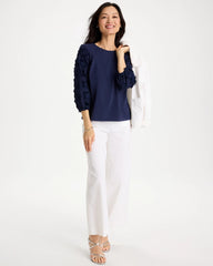 Chico's Online Passport Blue Star Cutout 3/4 Sleeved Tee