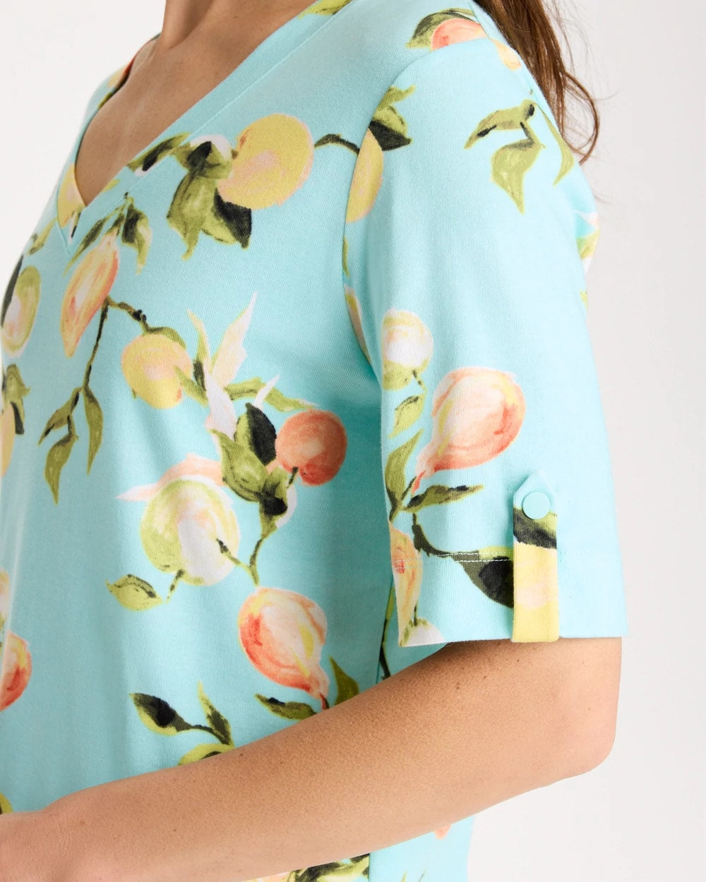 Chico's Sale Bondi Blue Pima Printed Elbow-Sleeve Tee
