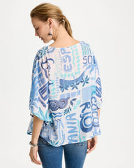 Chico's On Sale Passport Blue Island Printed Poncho