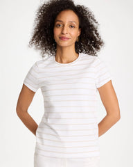 Chico's Online Alabaster Cotton Stretch Striped Cap Sleeve Tee