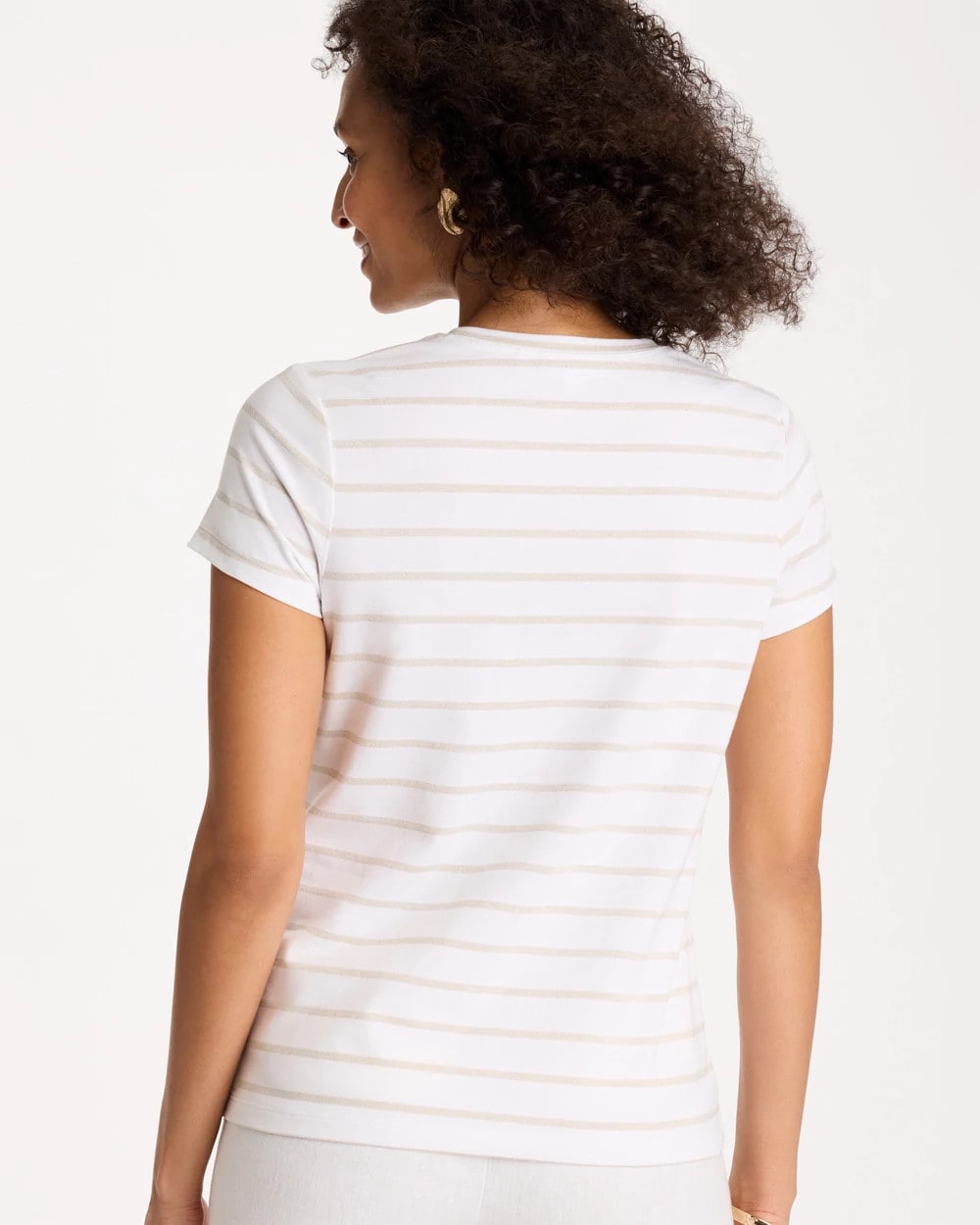 Chico's Online Alabaster Cotton Stretch Striped Cap Sleeve Tee