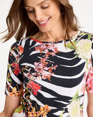 Chico's Outlet Black Pima Cotton Elbow-Sleeve Tee