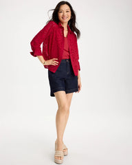 Chico's On Sale Cherry Lush Eyelet Collared Shirt