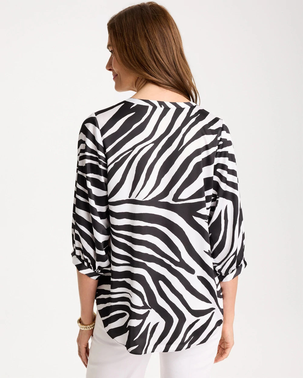 Chico's For Sale Black Satin Animal Print Tie-Front Top