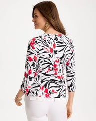 Chico's For Sale Black Cotton Stretch 3/4 Sleeve Floral Tee