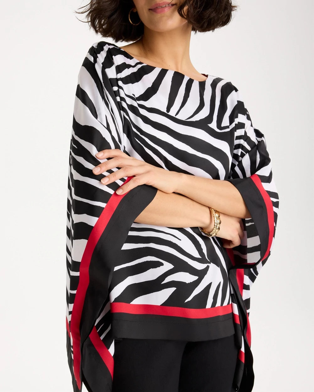 Chico's Sale Black Woven Animal Print Poncho