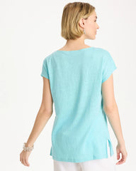 Chico's Sale Bondi Blue Linen Dolman Tee