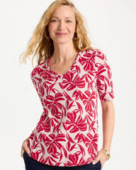 Chico's Outlet Cherry Lush Printed Cotton Slub V-Neck Tee