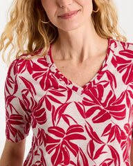 Chico's Outlet Cherry Lush Printed Cotton Slub V-Neck Tee