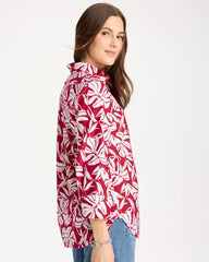 Chico's On Sale Cherry Lush No Iron™ Stretch Palm Print Shirt