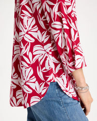Chico's On Sale Cherry Lush No Iron™ Stretch Palm Print Shirt