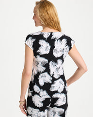 Chico's Online Black Travelers™ Knit Abstract Floral Asymmetrical Top