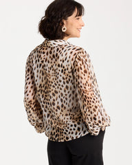 Chico's On Sale Black Georgette Animal Print Blouse