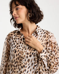 Chico's On Sale Black Georgette Animal Print Blouse