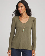 Chico's Online Nettle Leaf Slub Puff-Sleeve Tee