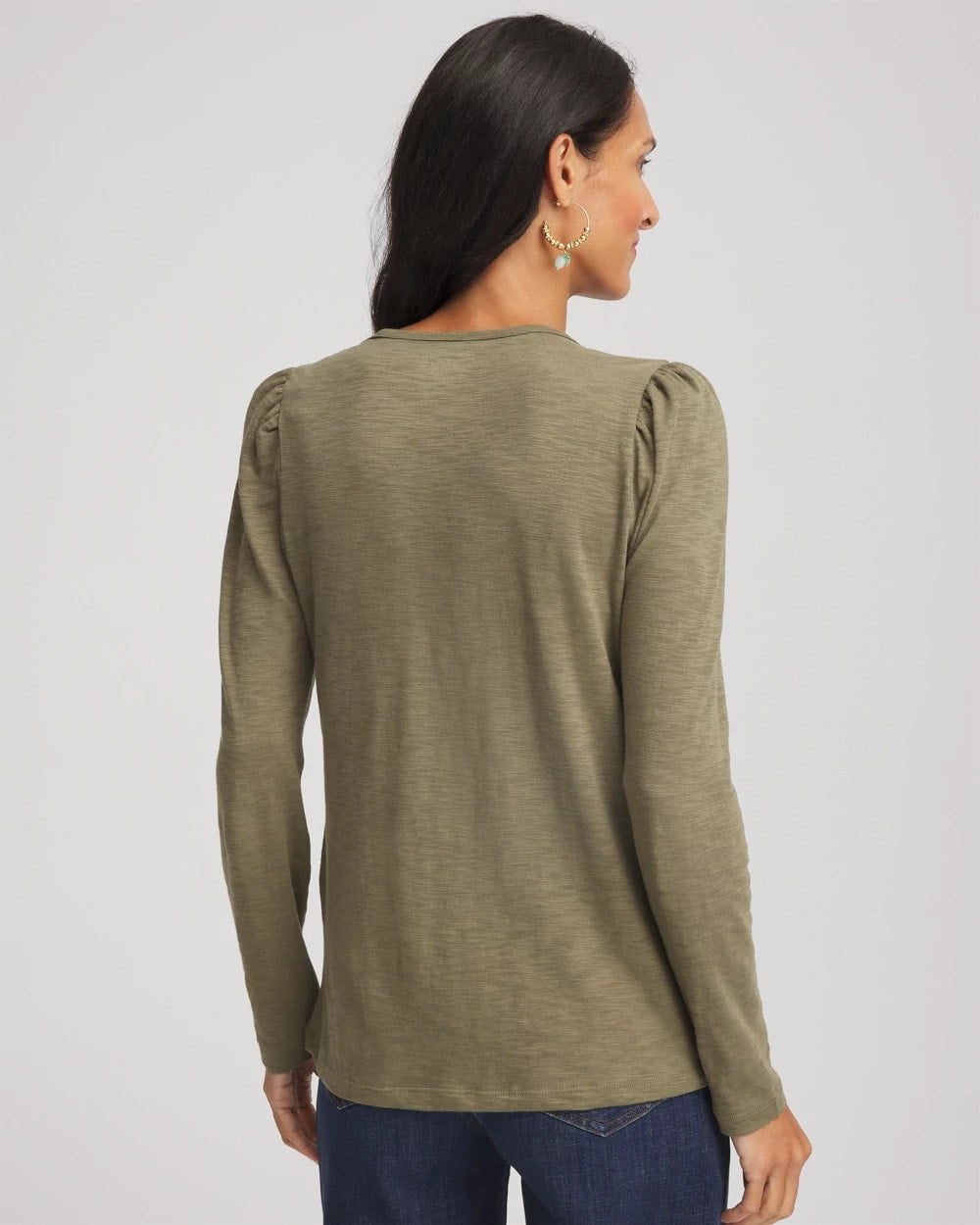 Chico's Online Nettle Leaf Slub Puff-Sleeve Tee