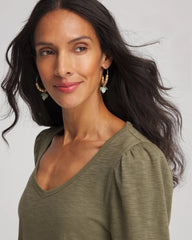 Chico's Online Nettle Leaf Slub Puff-Sleeve Tee