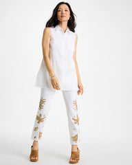 Chico's Discount Alabaster Poplin Cotton Collared Tunic