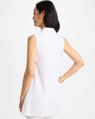 Chico's Discount Alabaster Poplin Cotton Collared Tunic