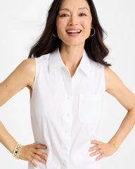 Chico's Discount Alabaster Poplin Cotton Collared Tunic