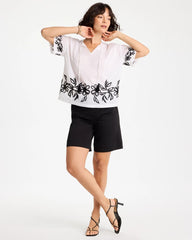 Chico's Outlet Alabaster Cotton Voile Applique Blouse
