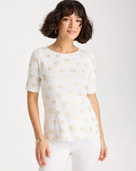 Chico's For Sale Alabaster Stamped Pima Elbow Sleeve Tee