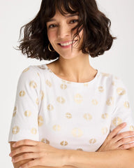 Chico's For Sale Alabaster Stamped Pima Elbow Sleeve Tee