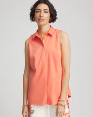 Chico's Online Sunset Peach No Iron™ Sleeveless Sateen-Stretch Shirt