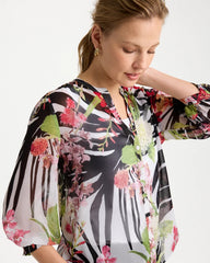 Chico's Discount Cherry Lush Georgette Lightweight Printed Blouse
