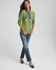 Chico's Sale Green Fig Button Shoulder Crewneck Pullover