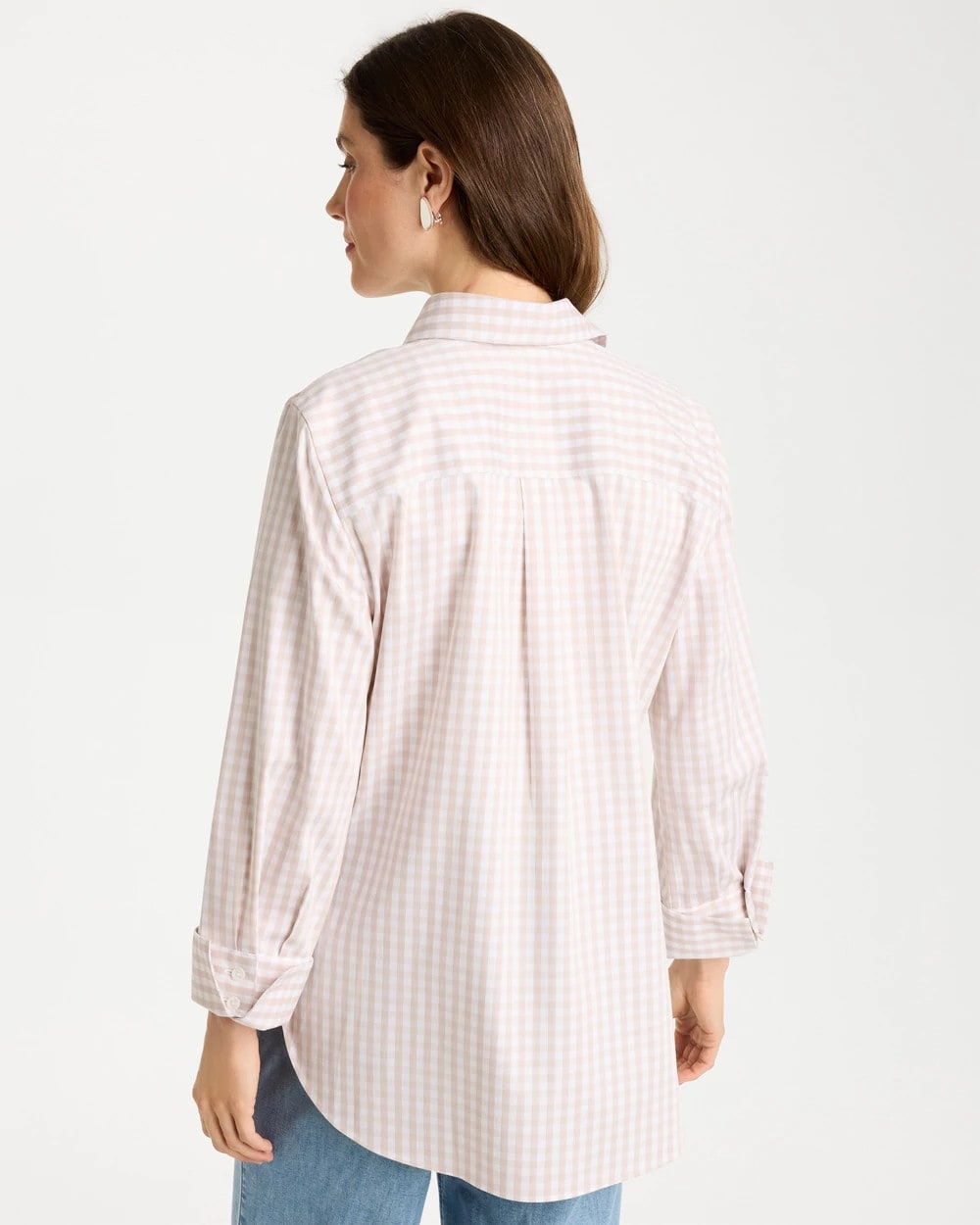 Chico's Outlet Smokey Taupe No Iron™ Stretch Neutral Gingham Shirt