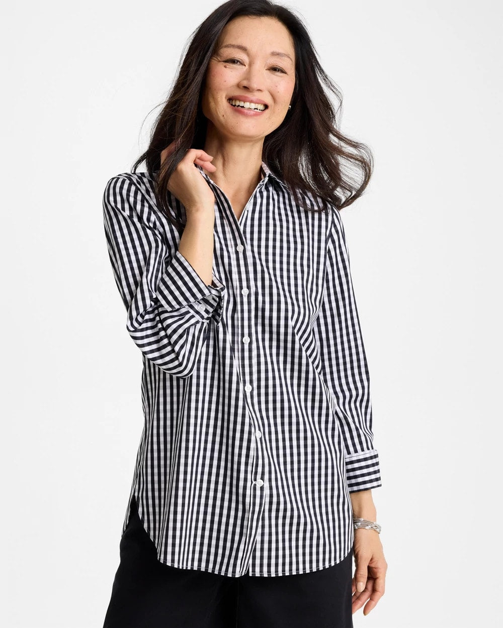 Chico's For Sale Black No Iron™ Stretch Gingham Shirt