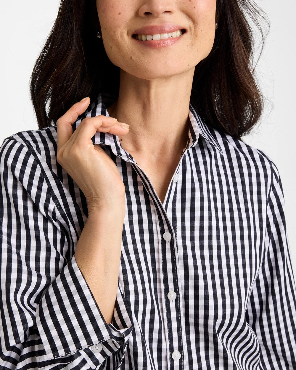Chico's For Sale Black No Iron™ Stretch Gingham Shirt