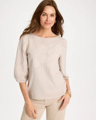 Chico's Online Smokey Taupe Etched Flora Balloon Top