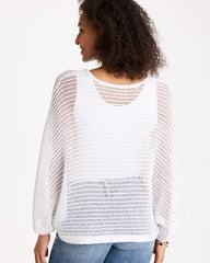 Chico's Discount Alabaster V-Neck Metallic Knit Poncho