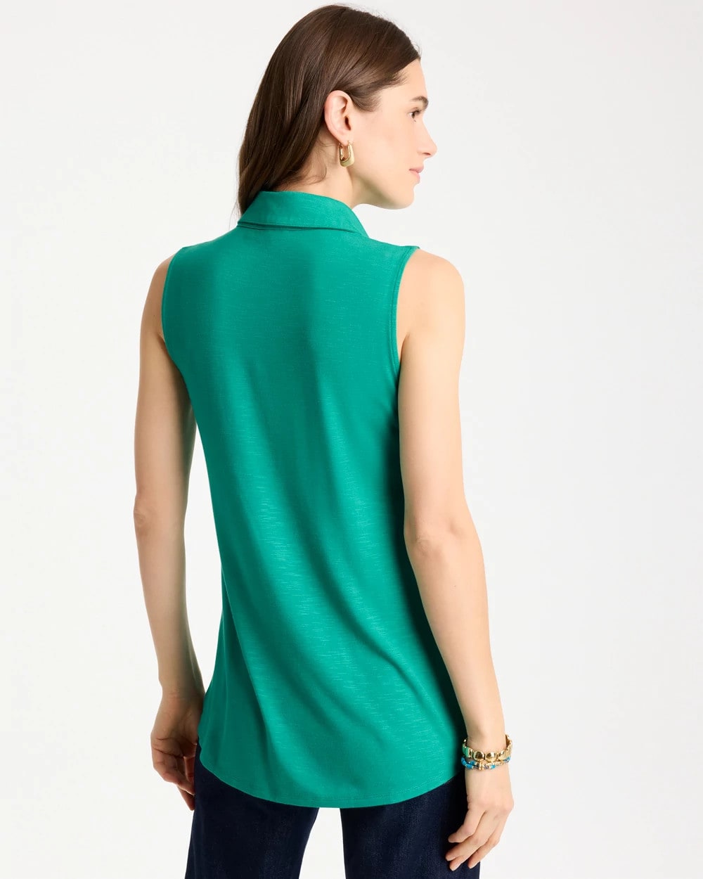 Chico's Outlet Topanga Green Collared Tunic Tank