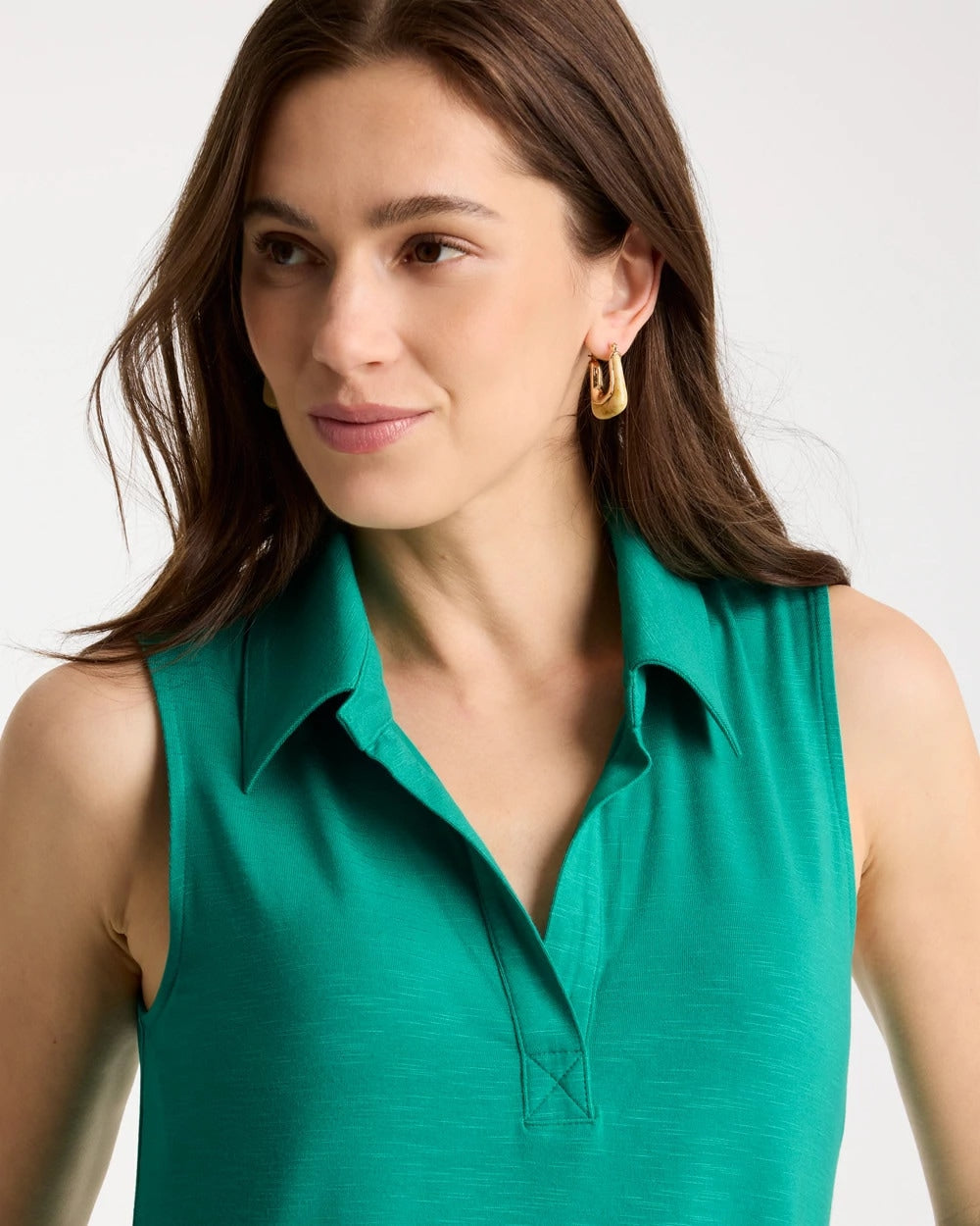 Chico's Outlet Topanga Green Collared Tunic Tank