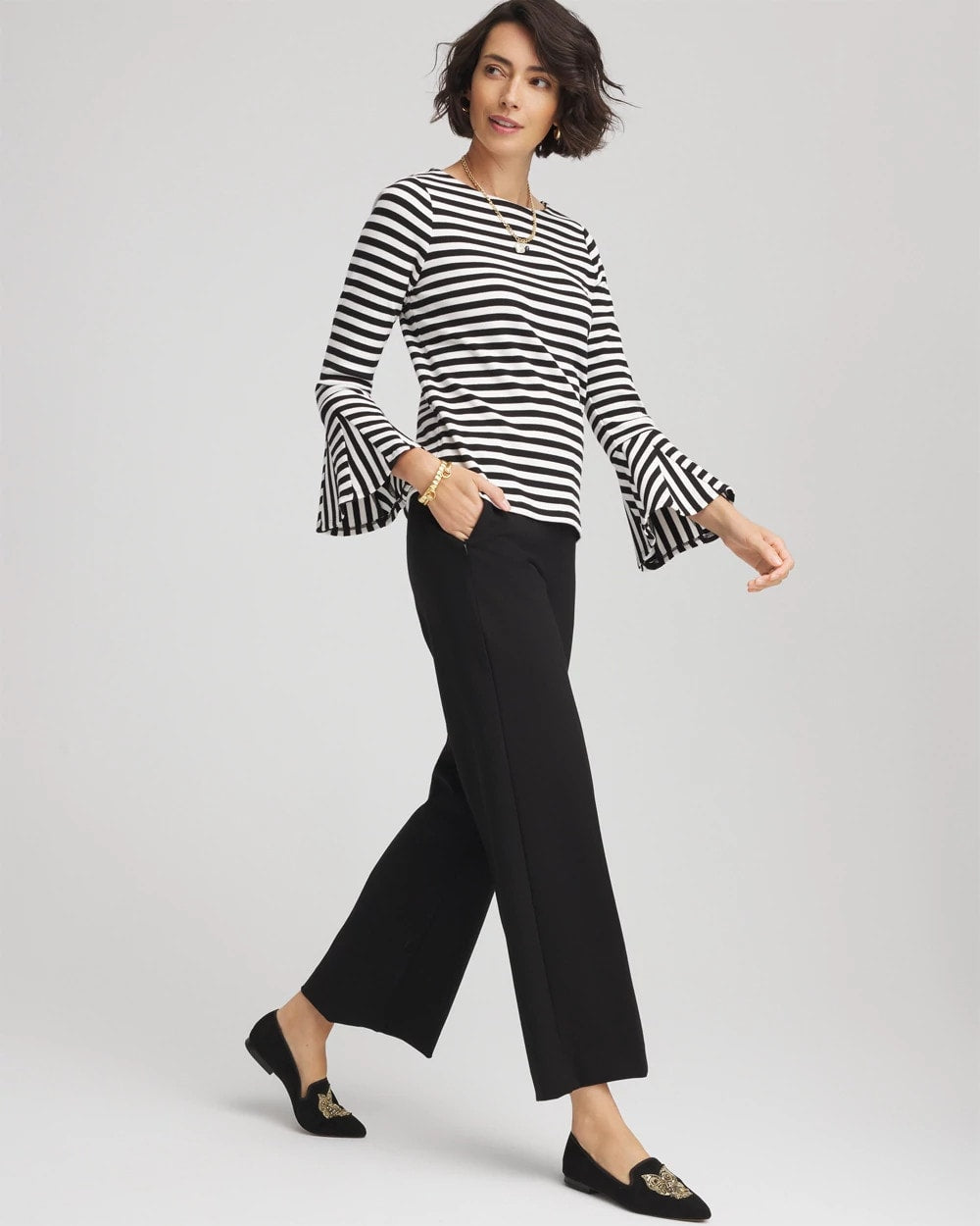 Chico's Online Black Juliet Slim Wide-Leg Cropped Pants