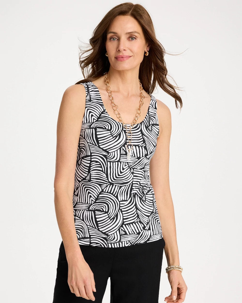 Chico's Sale Black Printed Microfiber Tank