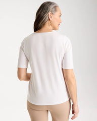 Chico's On Sale Alabaster Sequin Embroidered Floral Tee