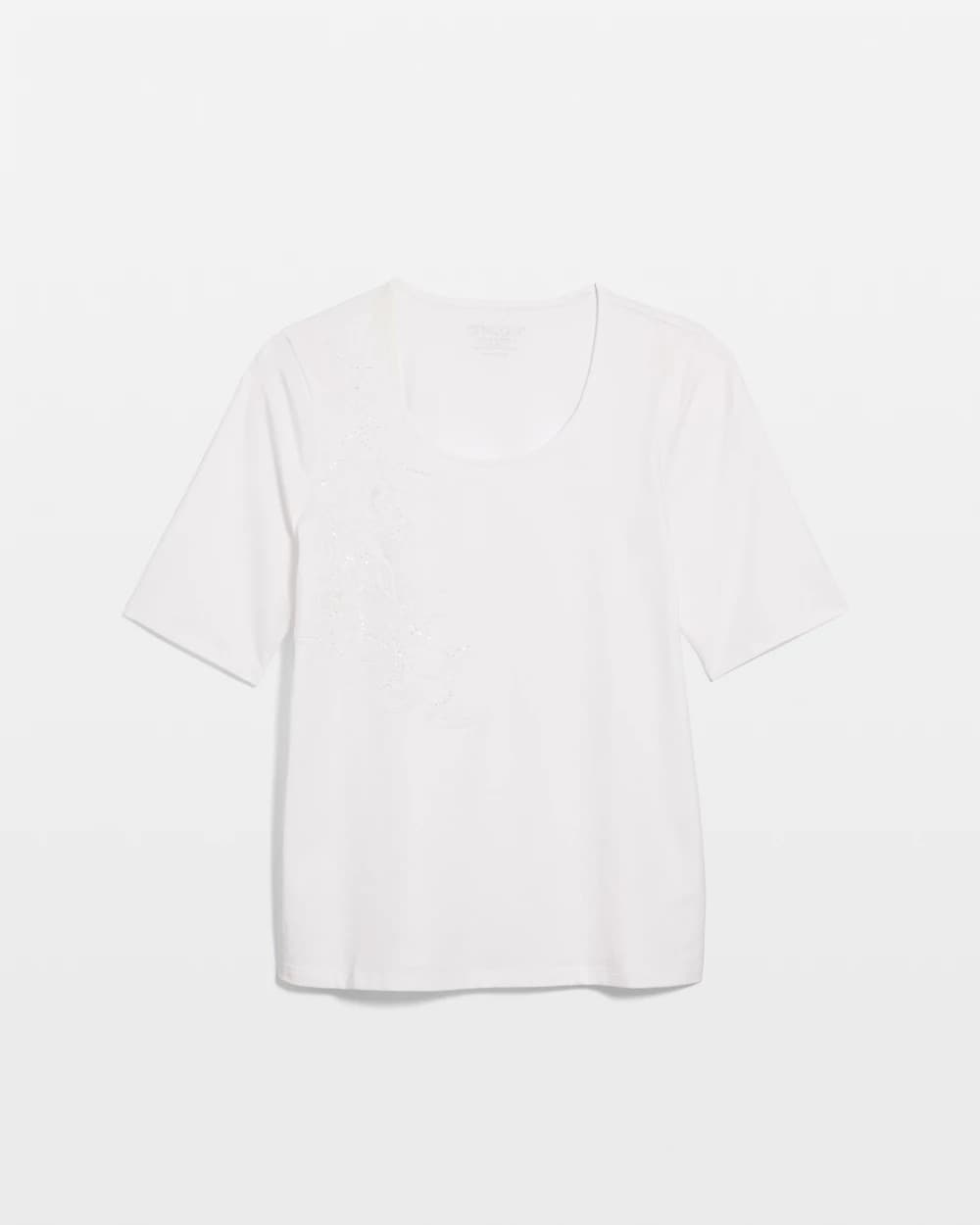 Chico's On Sale Alabaster Sequin Embroidered Floral Tee