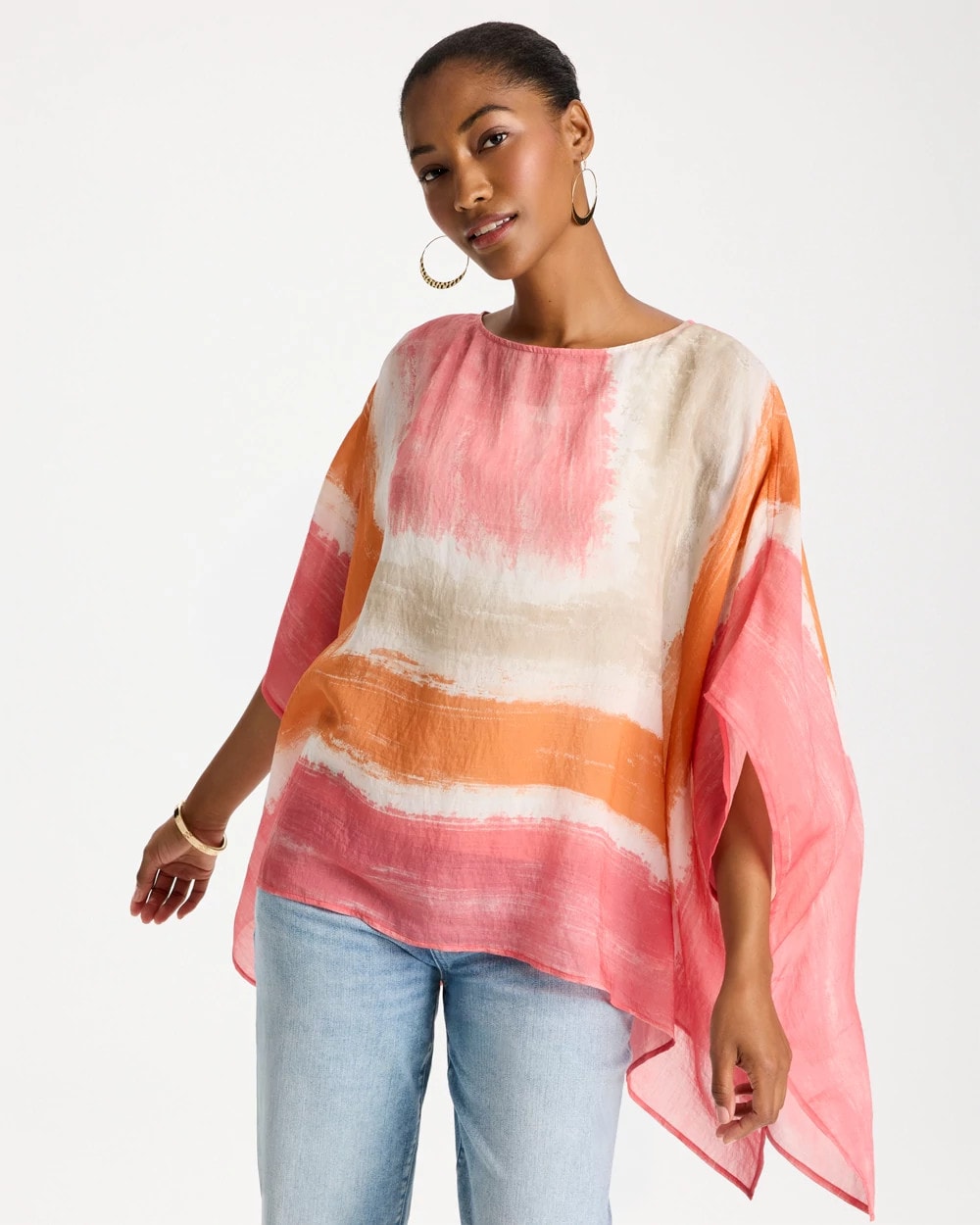 Chico's Online Coral Printed Poncho