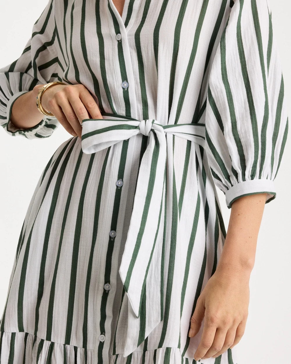 Chico's Sale Alabaster Striped Cotton-Gauze Shirtdress