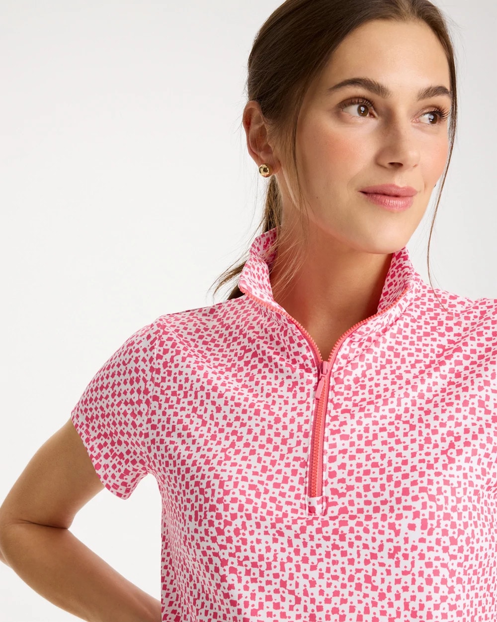 Chico's Outlet Calypso Coral Zenergy® UPF Geo Half Zip Polo