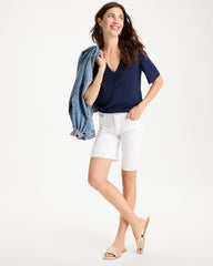 Chico's For Sale Passport Blue Flora Lace V-Neck Tee
