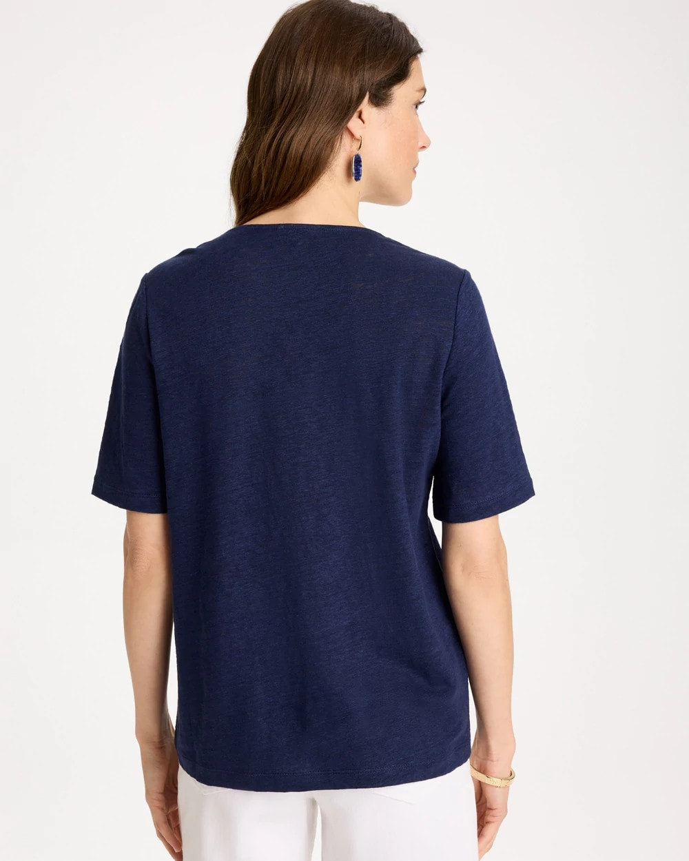 Chico's For Sale Passport Blue Flora Lace V-Neck Tee