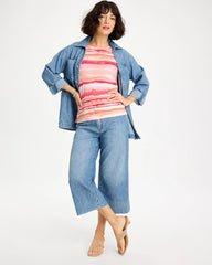 Chico's Discount Calypso Coral Grotto Mist Pima Elbow Sleeve Tee