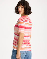 Chico's Discount Calypso Coral Grotto Mist Pima Elbow Sleeve Tee